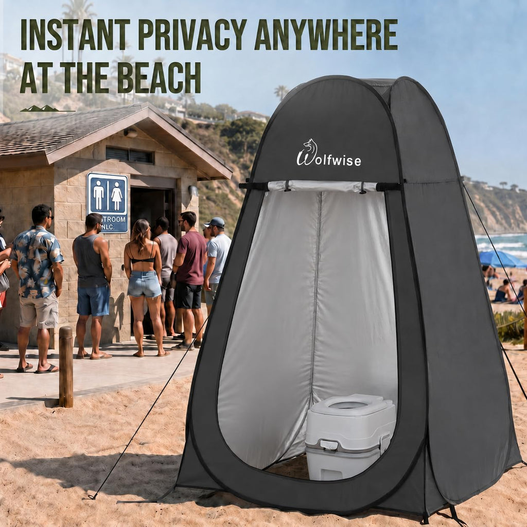 WolfWise Pop Up Shower Tent for Camping Essentials, Compact & Lightweight