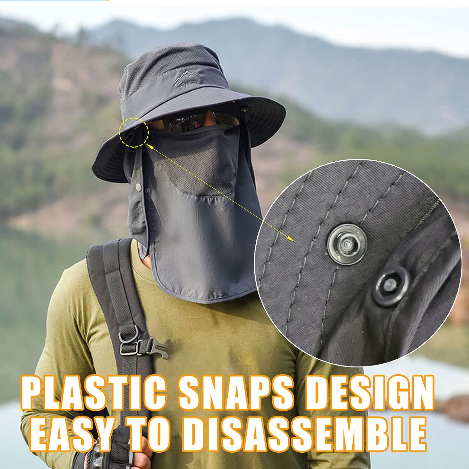 Fishing Hat for Men & Women, Sun Protection Hat with Face Cover & Neck Flap