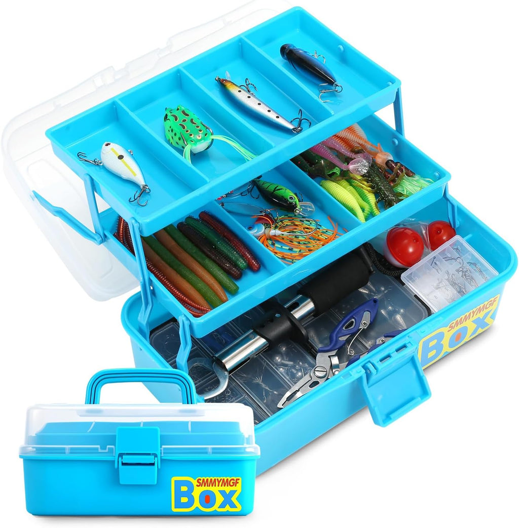 Fishing Lures Tackle Box Bass Kit with Plier,Saltwater & Freshwater Baits