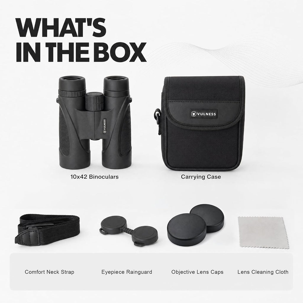 VULNESS 10x42 Binoculars for Adults, Bird Watching & Cruise Ship Travel