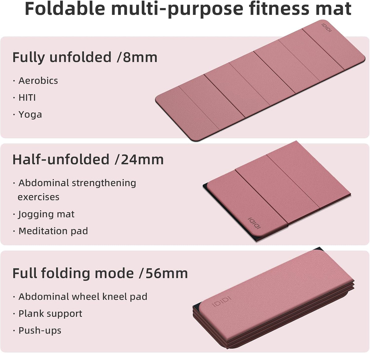 Foldable Yoga Mat Thick 0.32"(8mm)