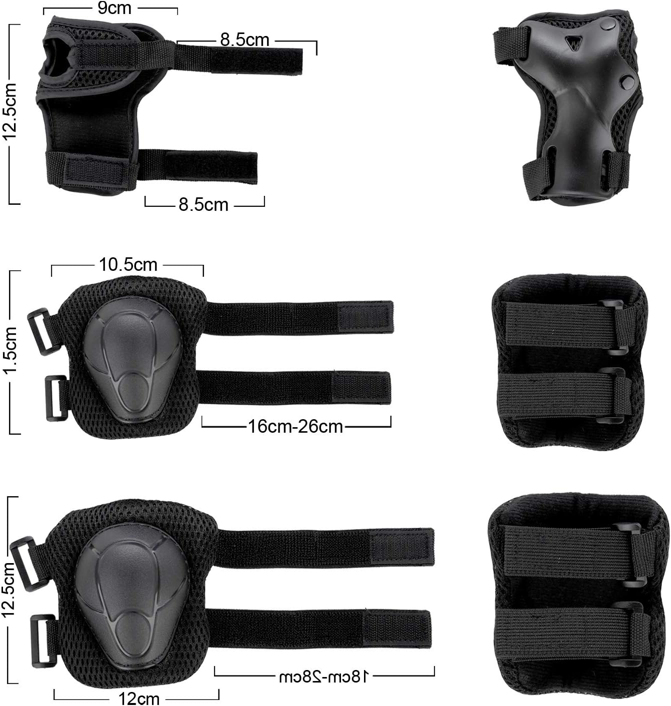 WayEee Kids Bike Helmet Set Knee Pads Adjustable Protective Gear, 3-14 Age