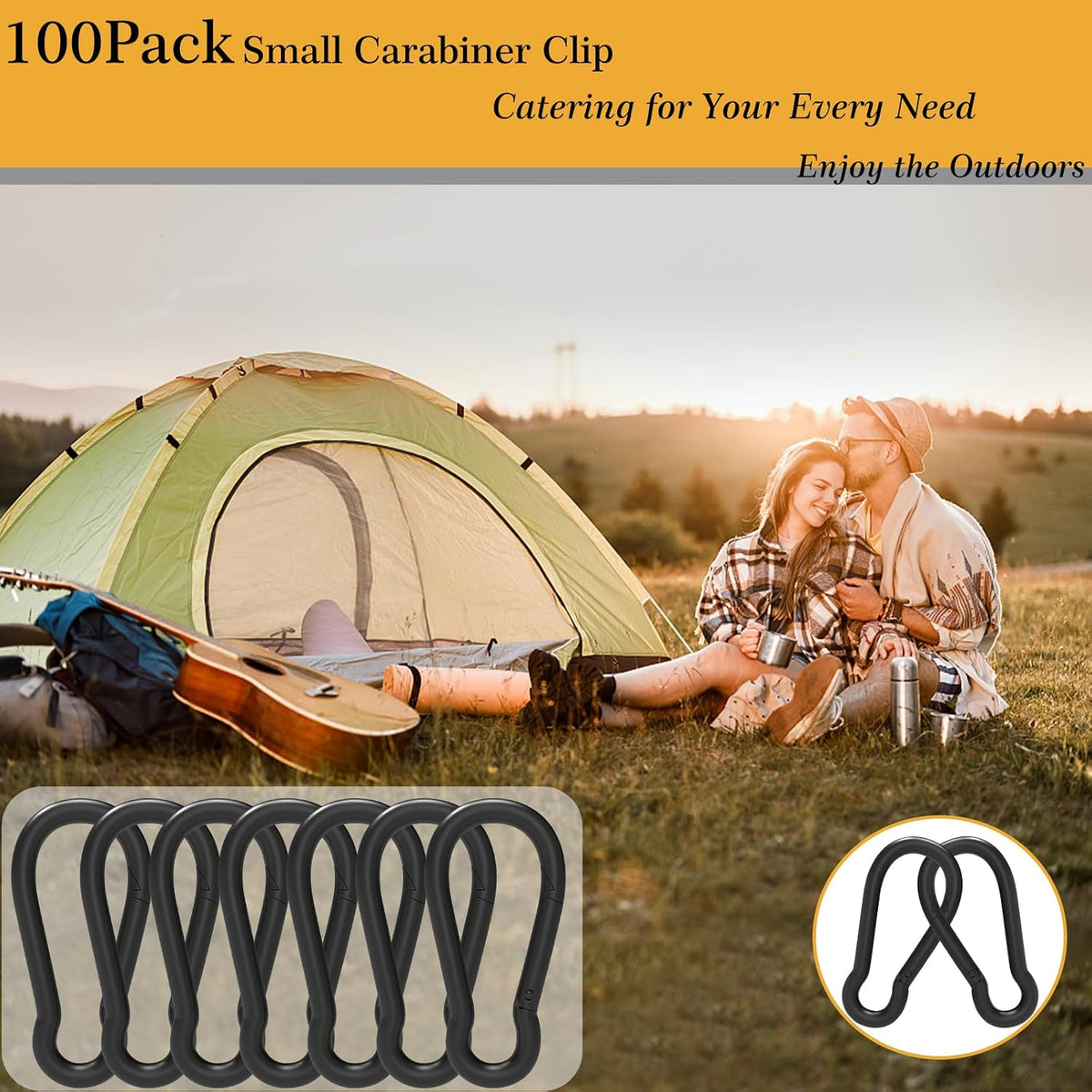 150PCS Carabiner Clips,1.98IN Heavy Duty Spring Snap Hook