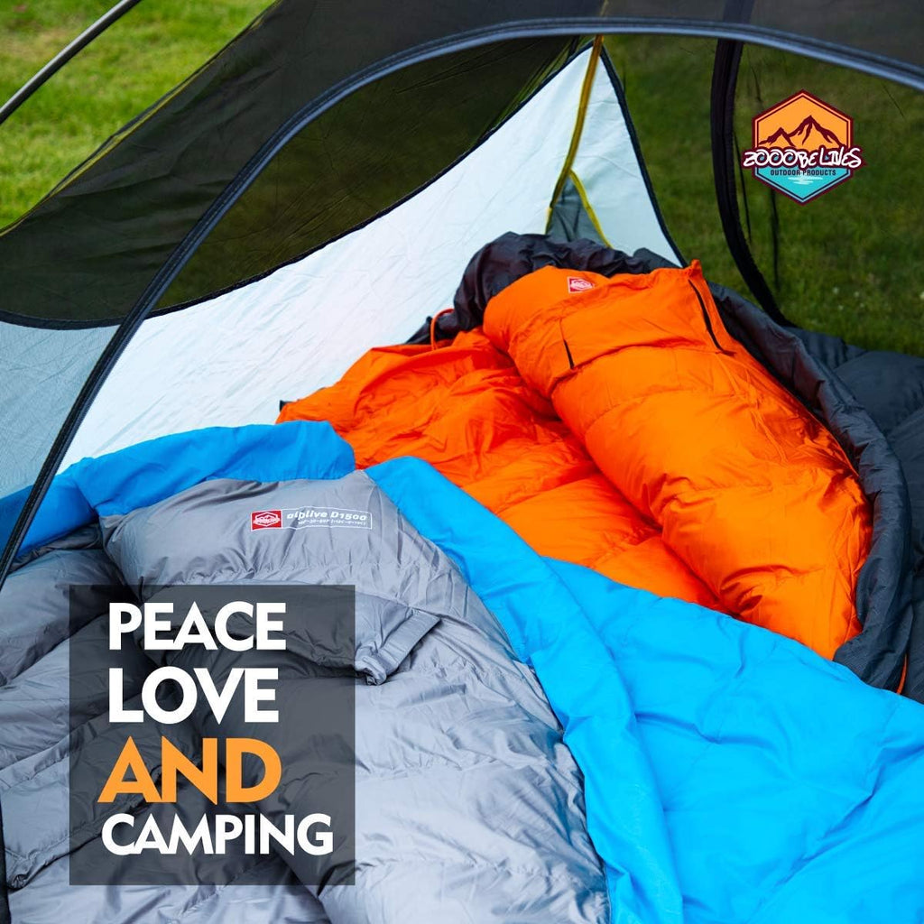 ZOOOBELIVES 10 Degree Down Sleeping Bag for Adults, 4-Season Cold-Weather Mummy Bag, Roomy Fit, 550+ Fill Power Warmth, Lightweight & Compressible for Car Camping, Backpacking & Hunting - AlpliveD1500