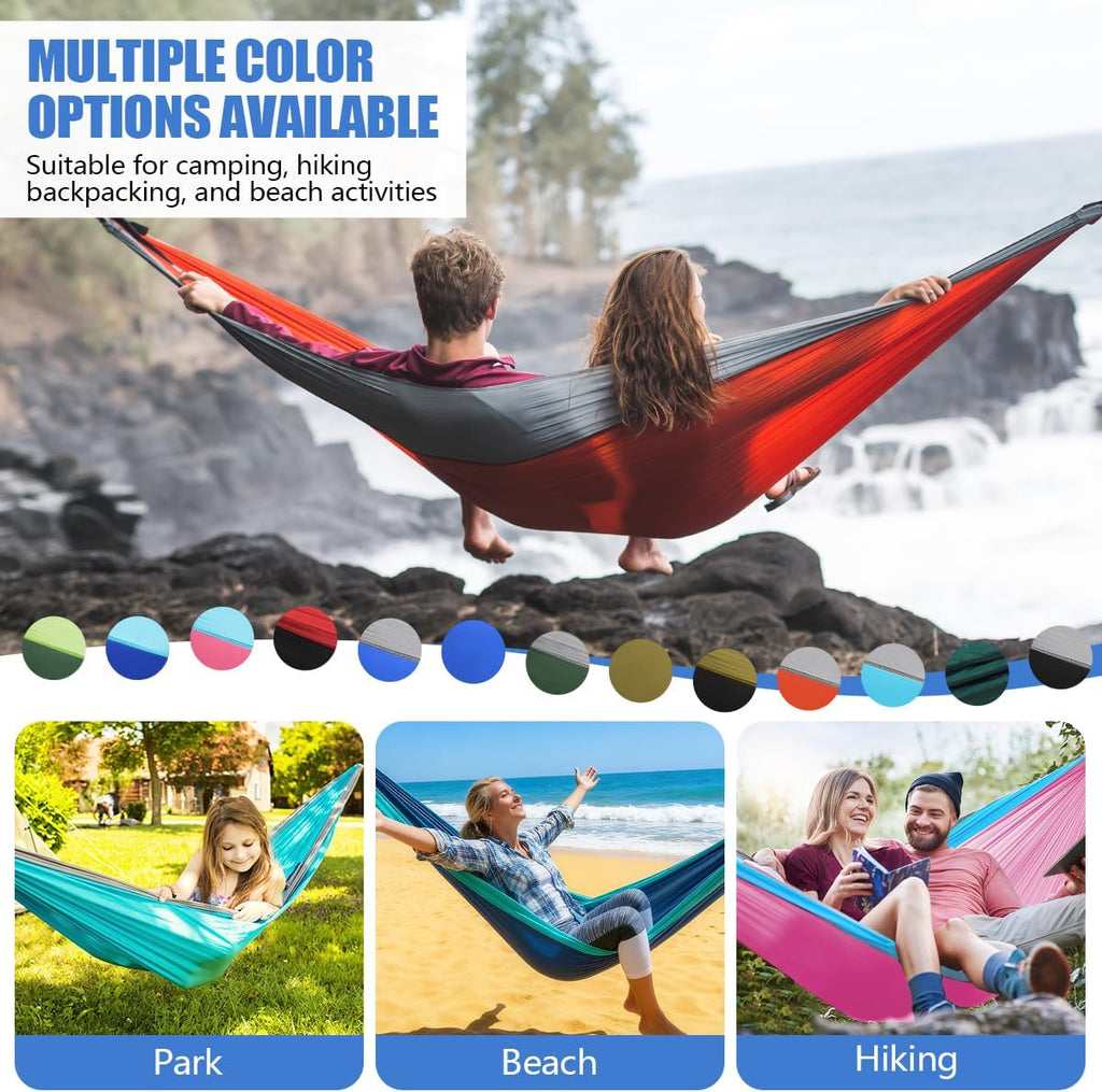 OBTANIM Camping Hammock 500lbs Portable Lightweight Single or Double Hammock with Tree Straps and Carry Bag for Camping Backpacking Hiking Travel Beach Outdoor Indoor (Dark Blue)