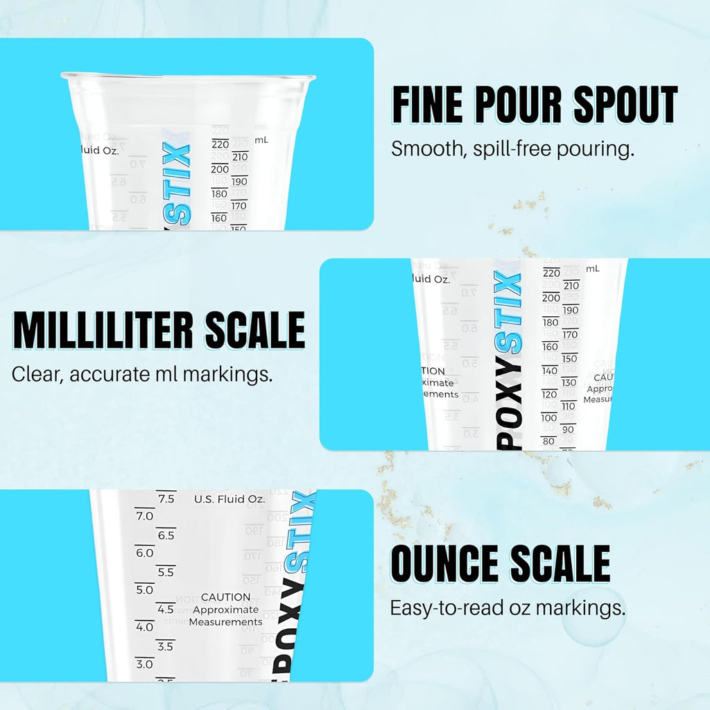 [Pack of 50] 10oz Disposable Graduated Measuring Cups for Mixing - Measurements in mL and Oz - Multipurpose Reusable Cups for Paint, Epoxy Resin, Stain, Liquid Mixing Cups