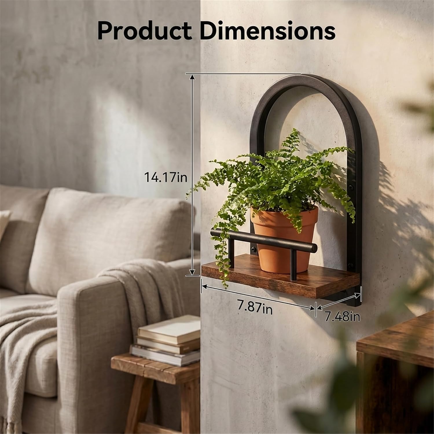 Amaoot Floating Shelves Set for 2, Wall Plant Holder Shelf, Wall Planters