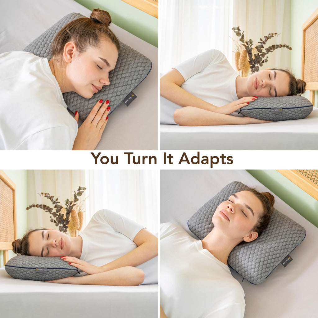 Travel Memory Foam Pillow for Sleeping, Comfortable Camping Pillow, 15.75x11.81x3.94 inches, Easy to Carry Portable Bag, Soft, Breathable, Washable Pillowcase