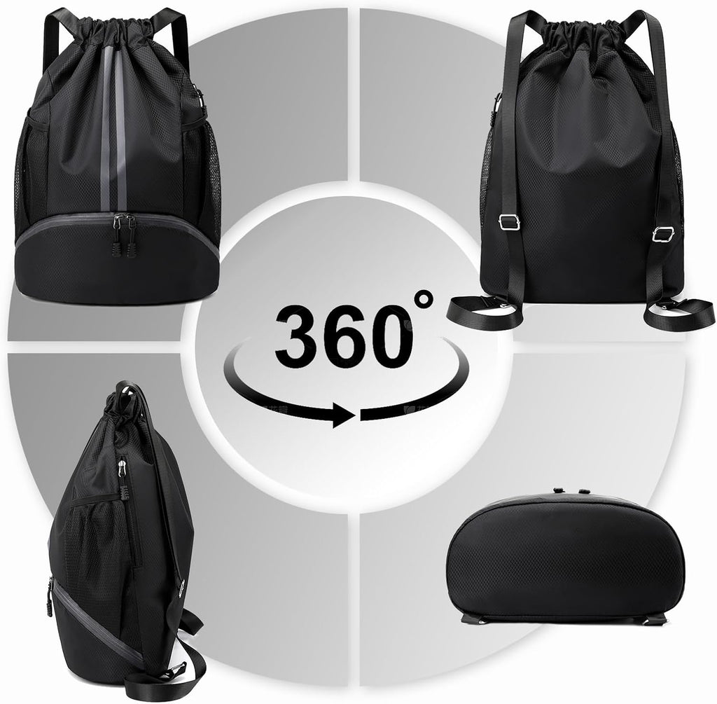 Hoedia Sports Drawstring Backpack - Swim Gym Bag for Women and Men