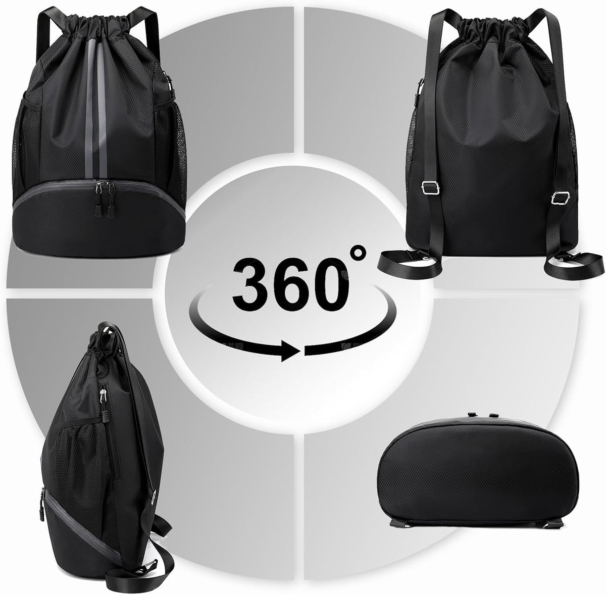 Hoedia Sports Drawstring Backpack - Swim Gym Bag for Women and Men