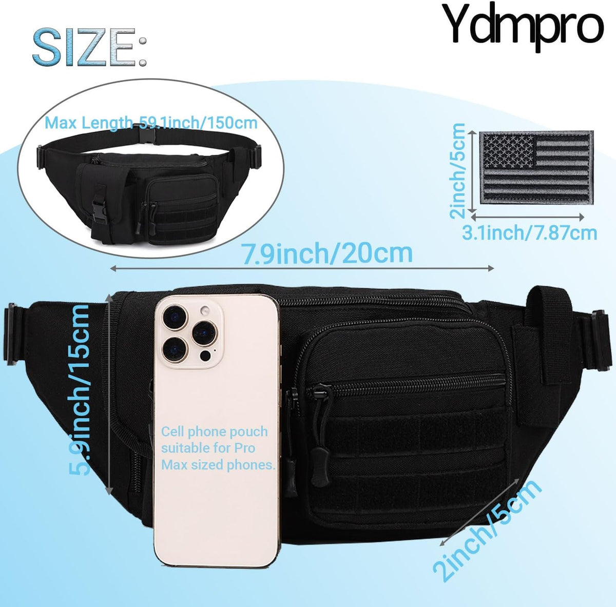 Tactical Fanny Pack，Military Waist Bag Hip Belt Bumbag Utility Bags for Fishing Hiking Hunting with Mesh Water Bottle Holder Pouch (Tan)