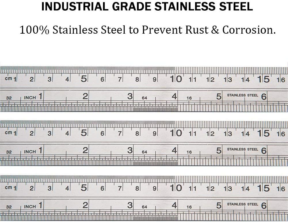 ZZTX Metal Ruler 12 Inches Stainless Steel 12 Pack