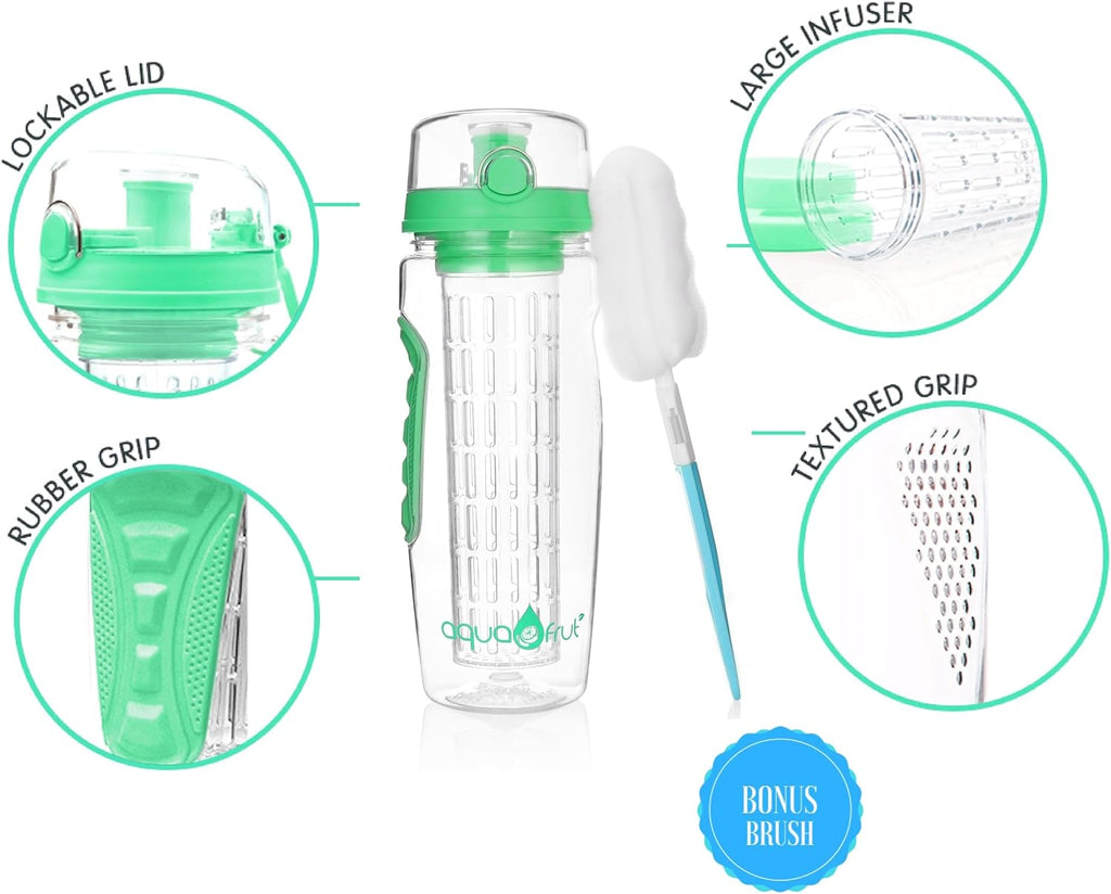 AquaFrut 32 OZ Fruit Infuser Water Bottle, BPA-Free Tritan Infusion Bottle