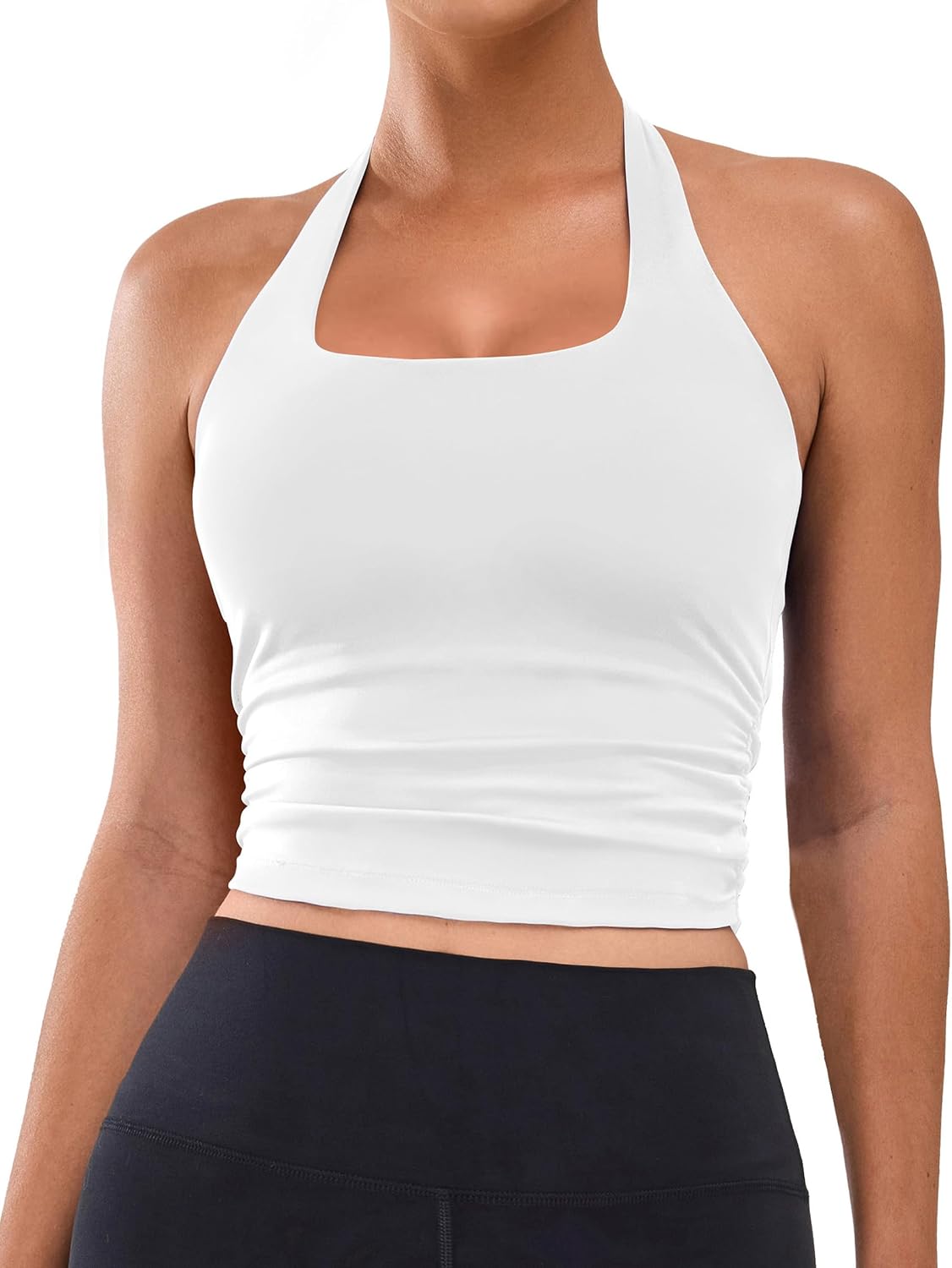 BMJL Womens Halter Top with Built in Bras Buttery Workout Athletic Tank Top