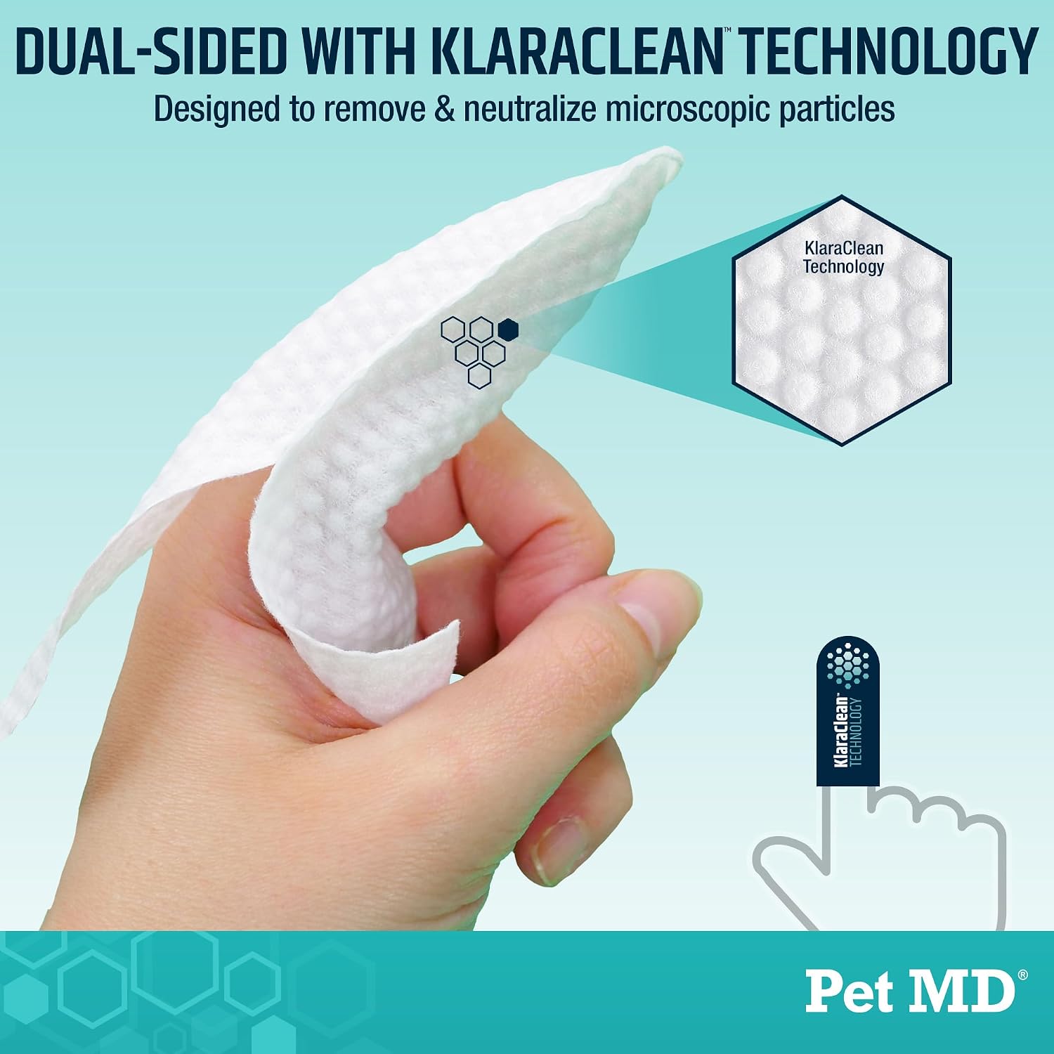 Pet MD Pet Dental Finger Wipes for Dogs - Plaque and Tartar Remover - 50ct