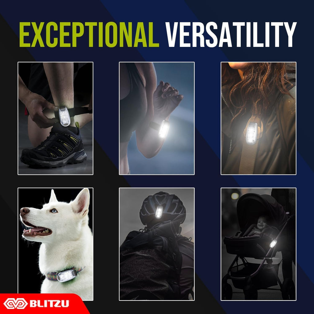 LED Safety Lights 4 Pack, Clip On High Visibility Strobe Light for Walk Run