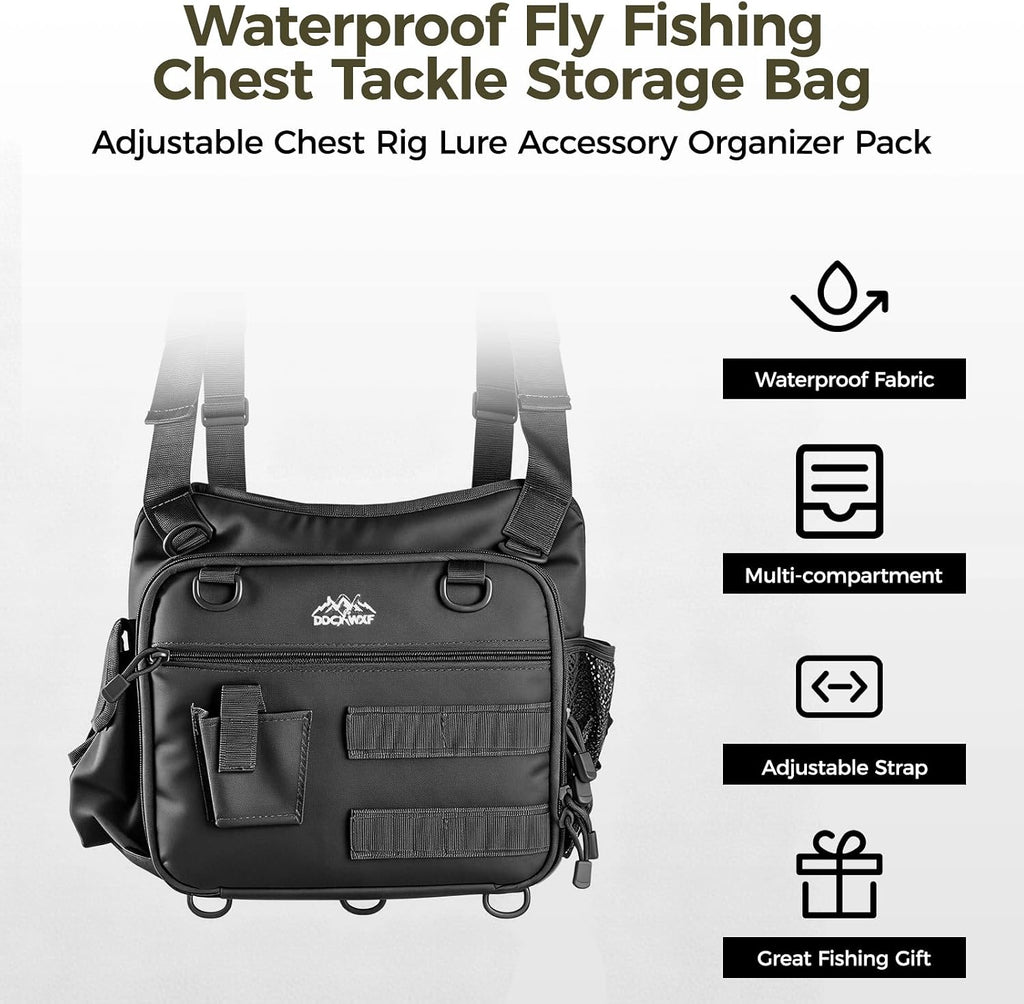 Fishing Chest Pack with 3 Bait Boxes, Fly Fishing Tackle Bag & Work Station