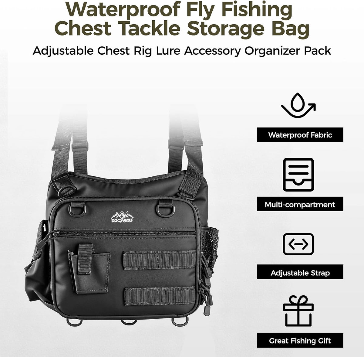Fishing Chest Pack with 3 Bait Boxes, Fly Fishing Tackle Bag & Work Station