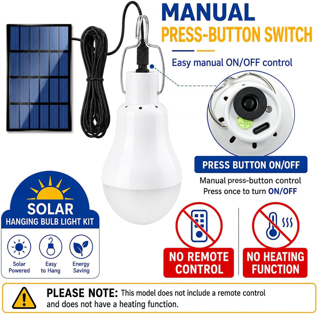 Solar Light Bulbs, Rechargeable Lights for Indoor & Outdoor Use, 2-Pack