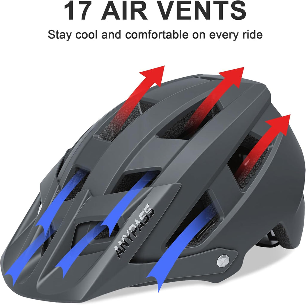 Mountain Bike Helmet Adult Men Women - Ultra Comfort, Super Lightweight Bicycle Helmets, MTB Cycling Gear Biking Accessories with Adjustable Fit & Removable Sun Visor