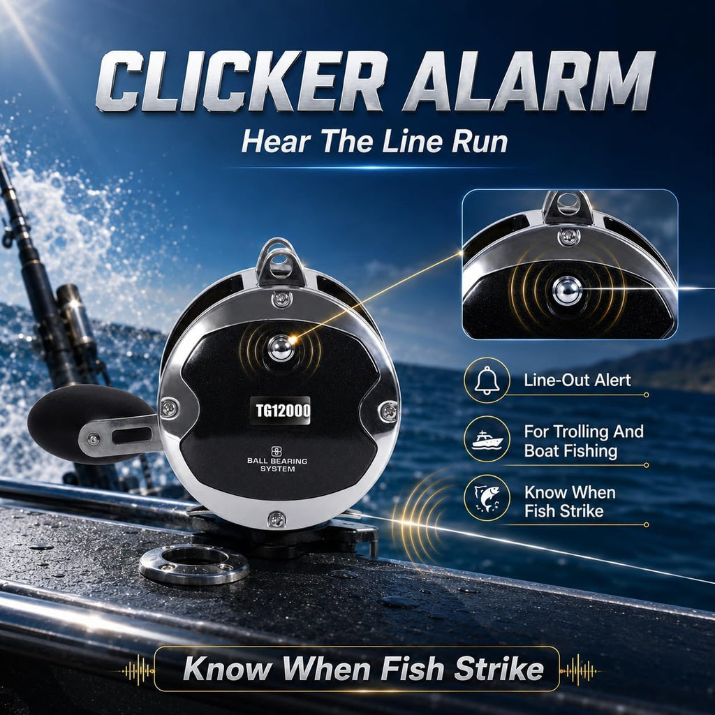 Sea Fishing Reel 44-66 LB Max Drag Saltwater Round Conventional Trolling Reel Aluminum CNC 2.8:1/4.4:1 Gear Ratio 5+1/7+1 Bearings for Tuna Salmon Marlin