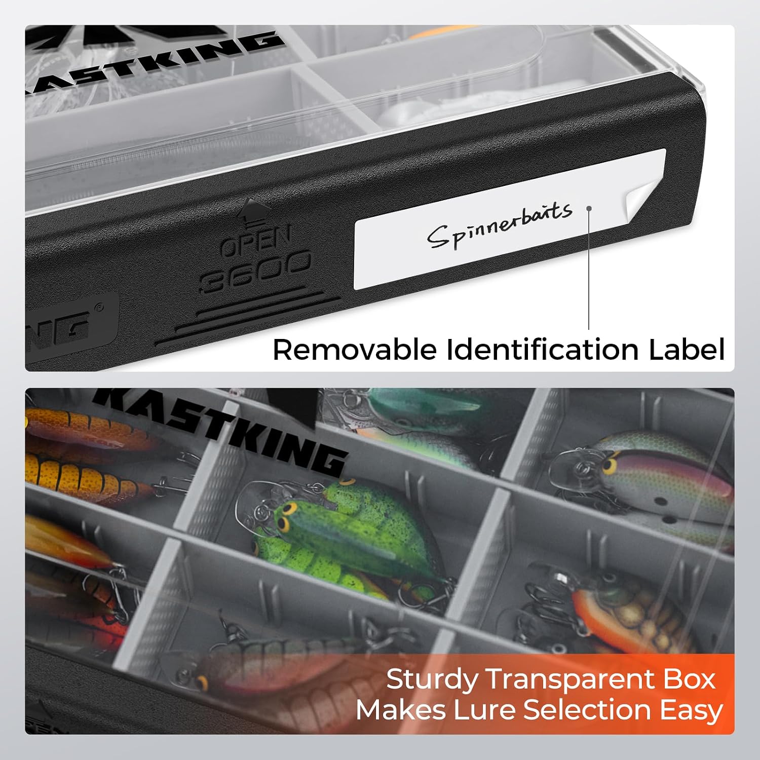KastKing HyperSeal Waterproof Tackle Box, 3600 1 Pack. Black