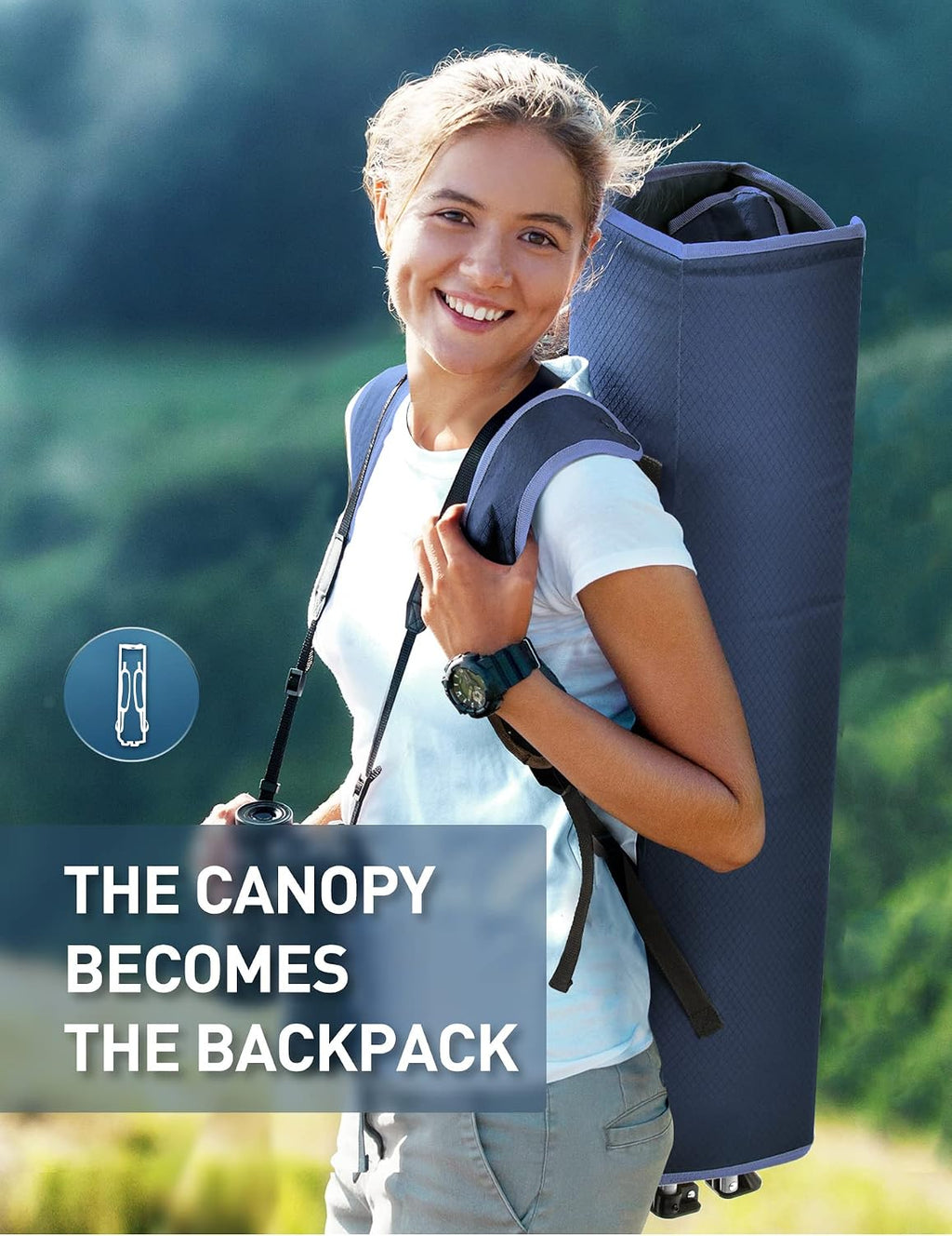 Docusvect Beach Chair with Canopy Shade - Canopy is the Backpack