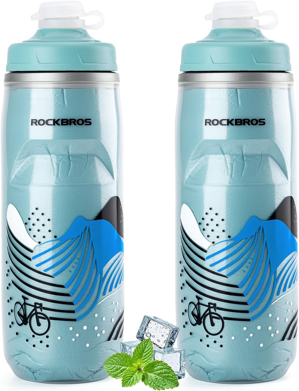 ROCKBROS Bike Water Bottle, 21oz Insulated Cycling Squeeze Bottle