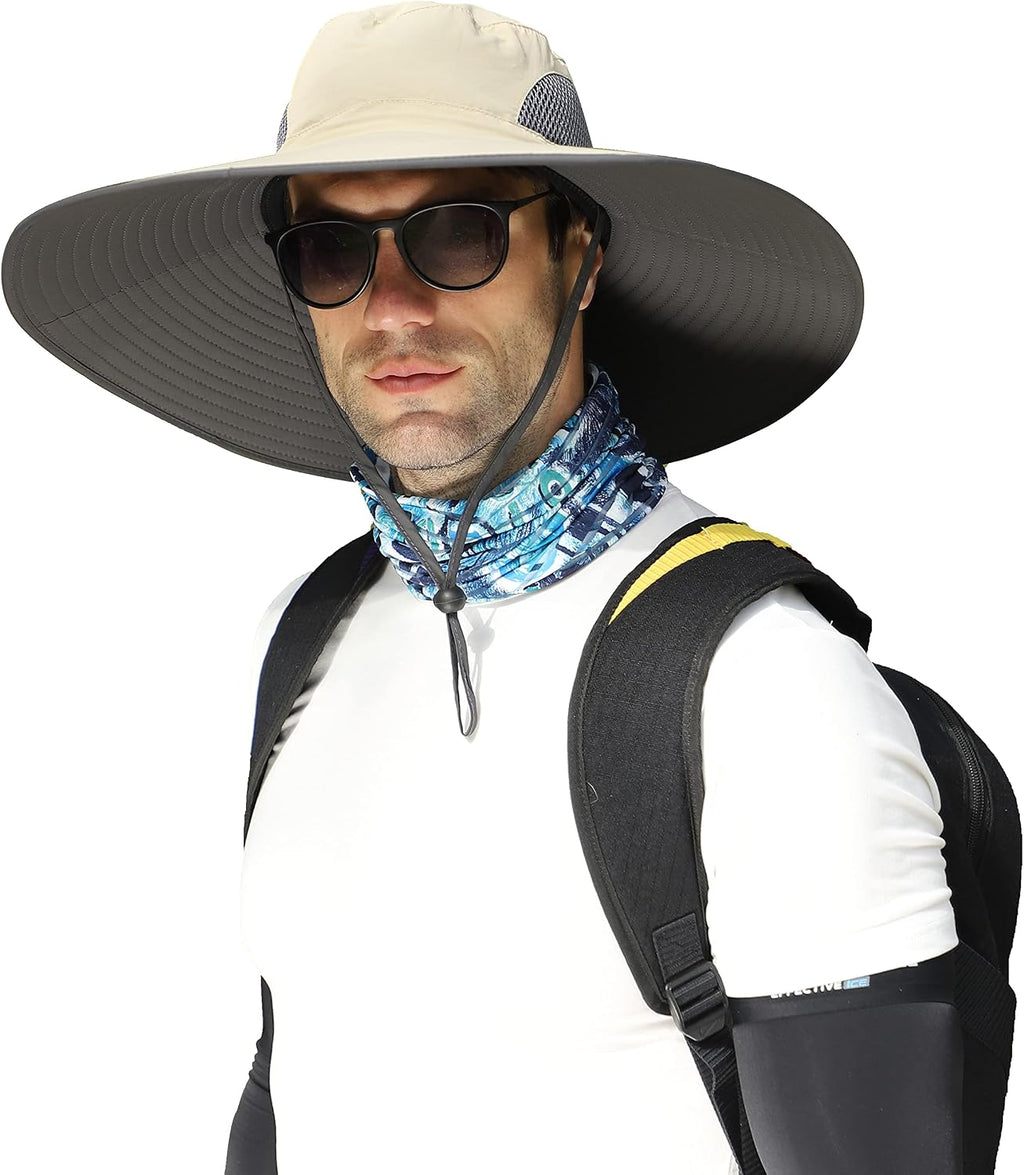 Leotruny Men Wide Brim Sun Hats UPF50+ Waterproof Breathable Bucket Hat