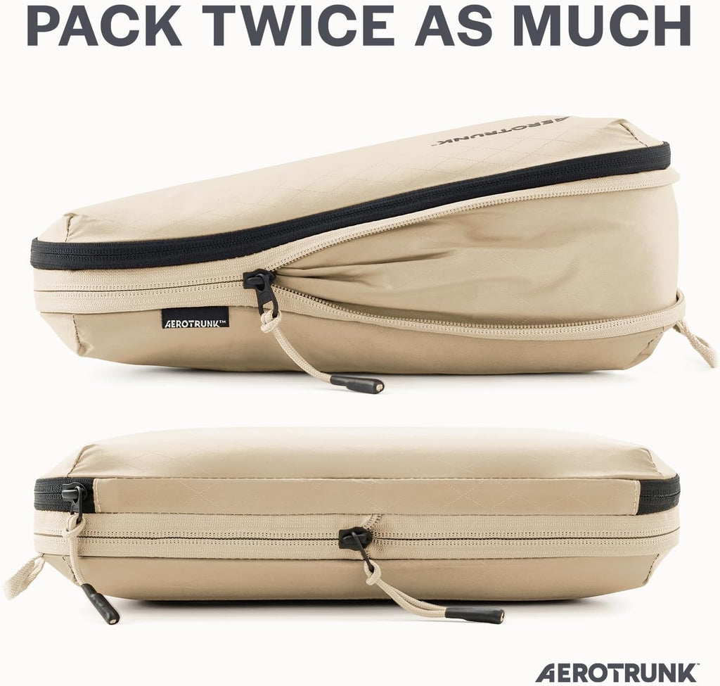 Aerotrunk Ultralight Compression Packing Cubes for Travel, 3-Pack, Beige