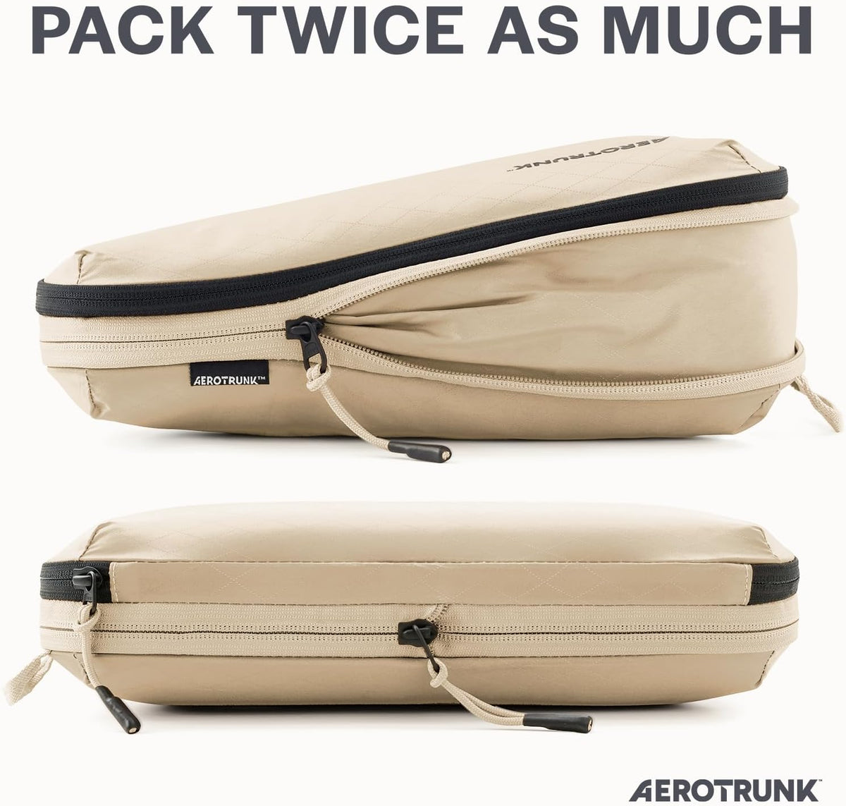Aerotrunk Ultralight Compression Packing Cubes for Travel, 3-Pack, Beige