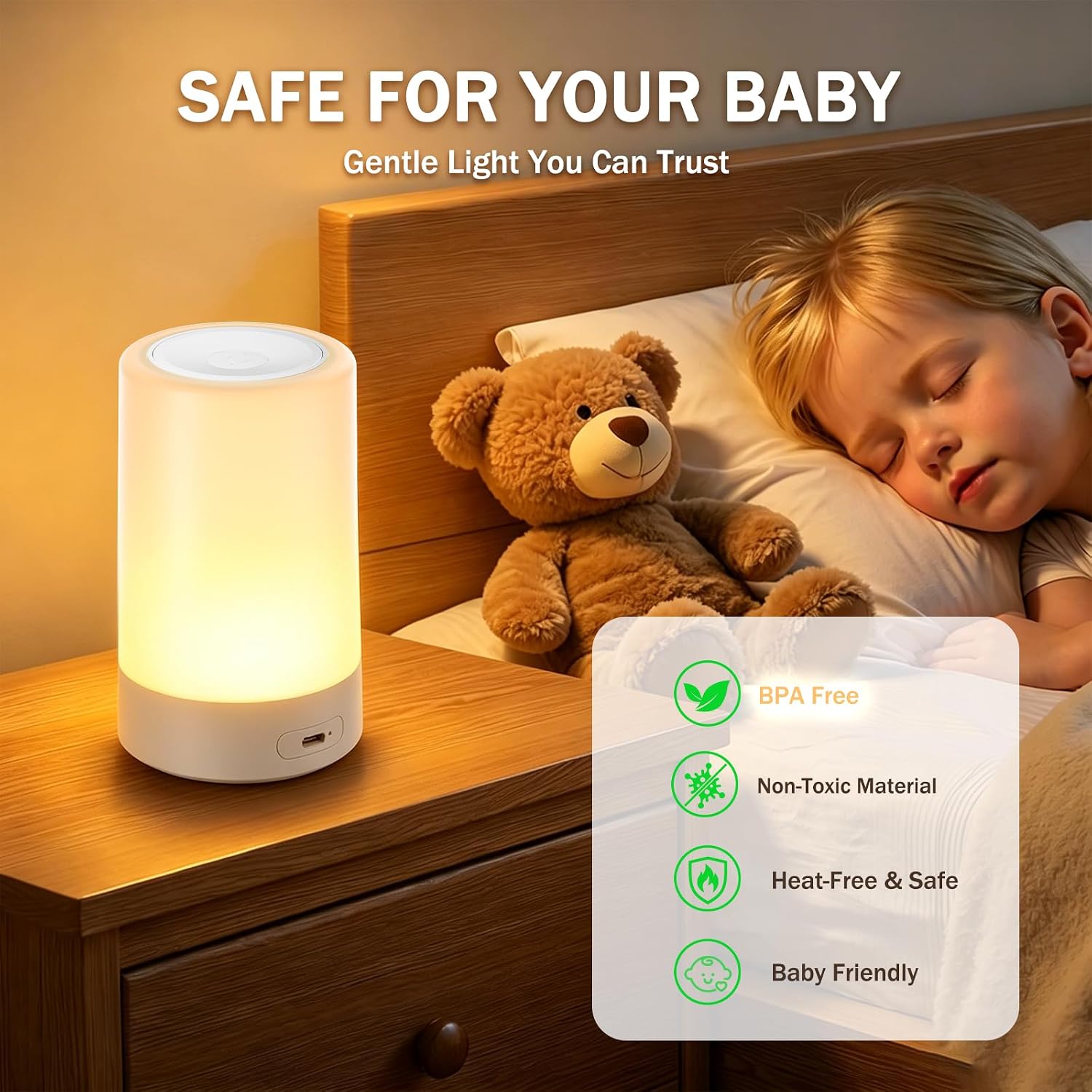 G Keni Nursery Night Light for Baby, Portable LED Touch Night Lamp for Kids and Adult, Breastfeeding, Sleep Aid, USB Rechargeable Nursing Lamp, Bedside Dimmable Warm Night Light, Soft Eye Caring