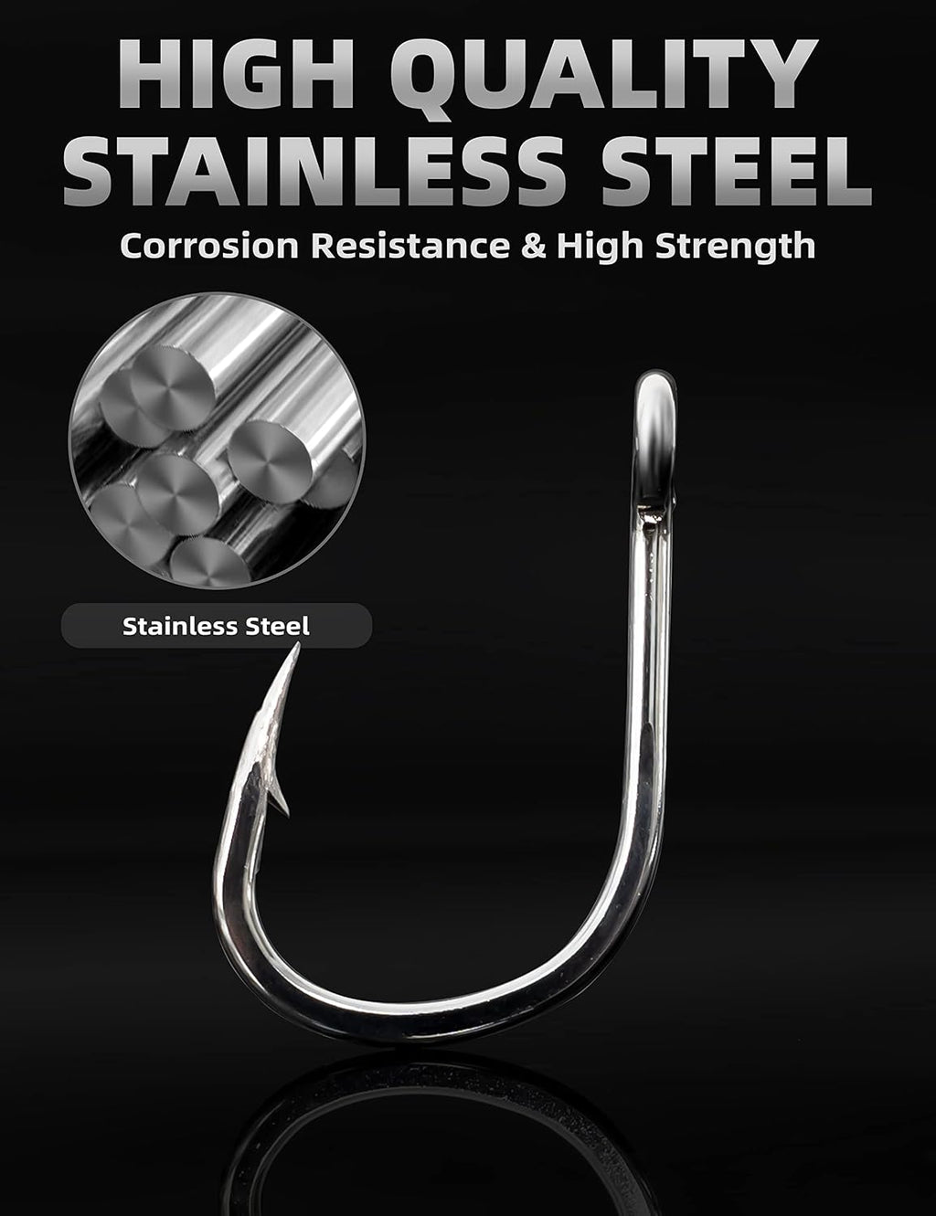 BLUEWING Stainless Steel Live Bait Hooks 10pcs/20pcs Ultra Sharp & Durable for Saltwater & Freshwater Fishing