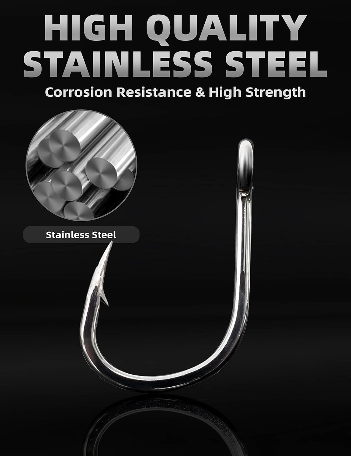 BLUEWING Stainless Steel Live Bait Hooks 10pcs/20pcs Ultra Sharp & Durable for Saltwater & Freshwater Fishing