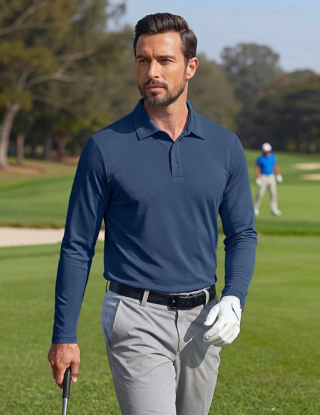 COOFANDY Mens Polo Shirts Long Sleeve UPF 50+ Moisture Wicking Golf Shirt