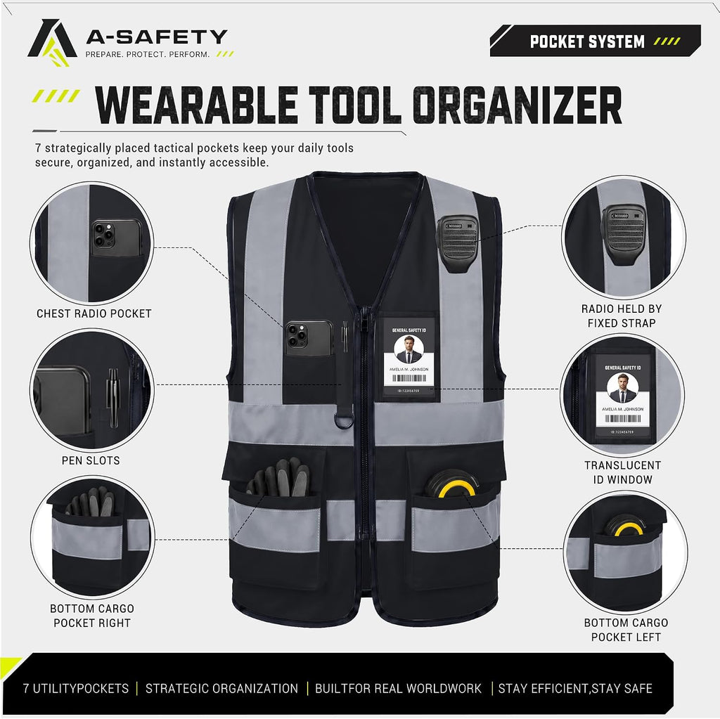 A-SAFETY High Visibility Reflective Safety Vest Customize Logo (XS-8XL)