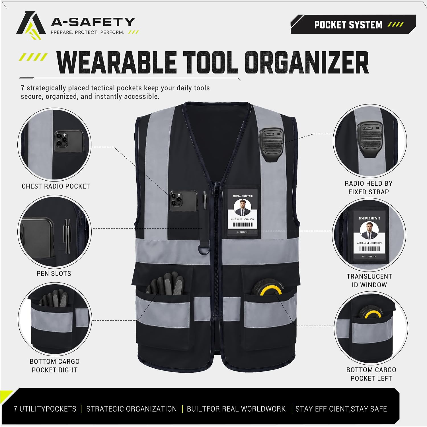 A-SAFETY High Visibility Reflective Safety Vest Customize Logo (XS-8XL)