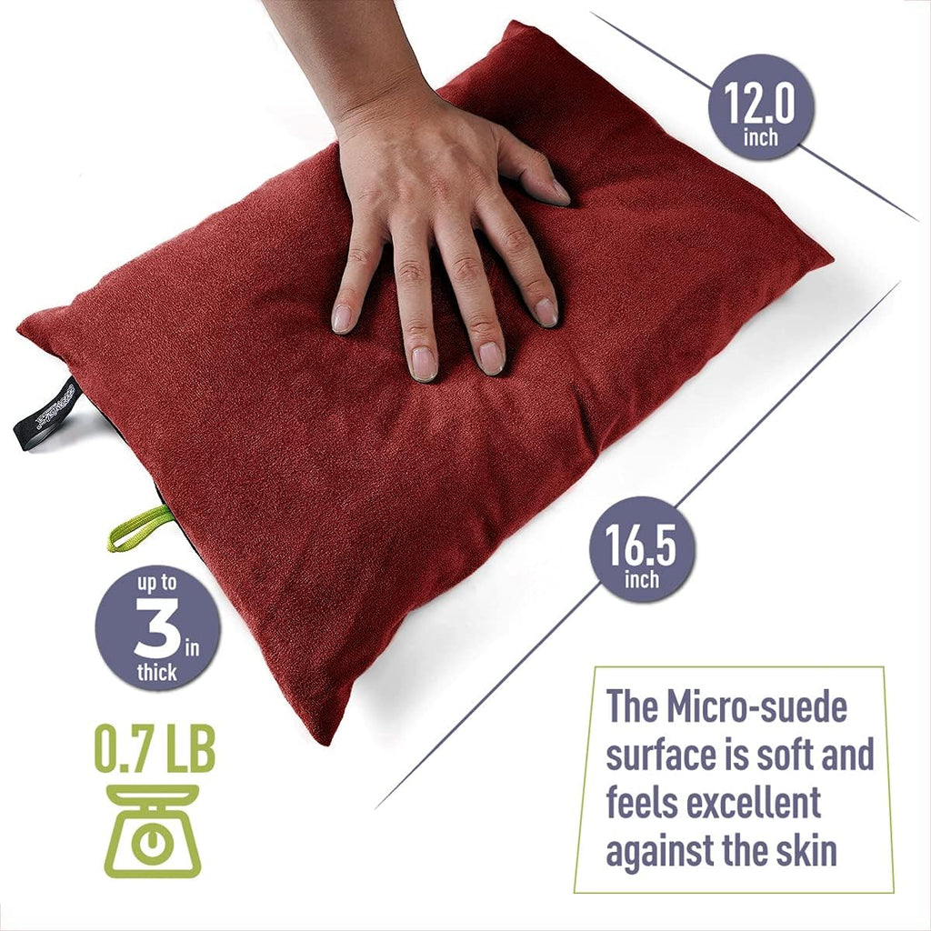 ZOOOBELIVES Down Filled Camping Pillow for Travel, Washable Soft Cover, Small Camp Cushion for Neck & Lumbar Support On-The-Go, Ultralight & Compressible for Hiking Backpacking - AlpliveS2046