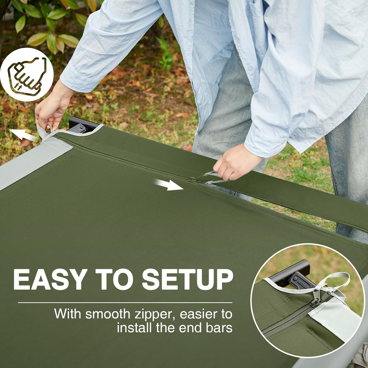 EVER ADVANCED Extra Wide Camping Cot for Adults Oversized XXL Sleeping Cots Folding Cot Bed with Carry Bag, 84.3" L x 41.9" W, Support to 550 lbs