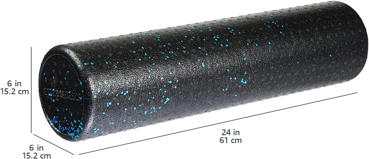 Amazon Basics High Density Foam Roller for Exercise and Recovery, 24 Inches, Blue Speckled