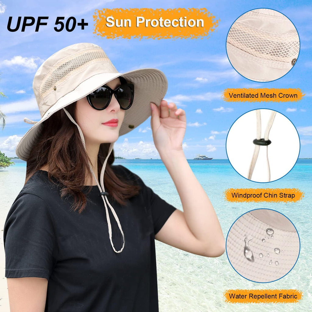 HUAMULAN Wide Brim Sun Hat for Women Men Summer UV Protection Bucket Hats