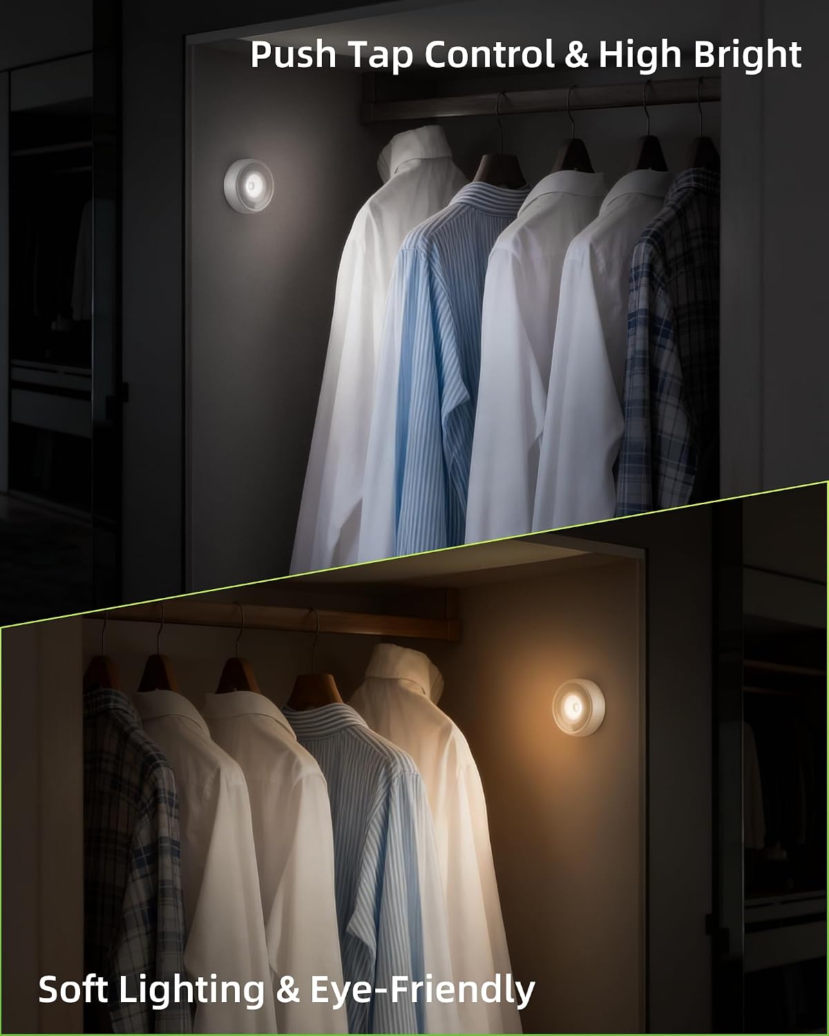 EZVALO LED Puck Lights, Rechargeable Stick On Tap Lamp, Touch Light, 2.95'' Mini Tap Light, 3 Color Temps,Under Cabinet Lights Wireless, Ideal for Kitchen,Closet,Pantry,Camper(4 Pack)