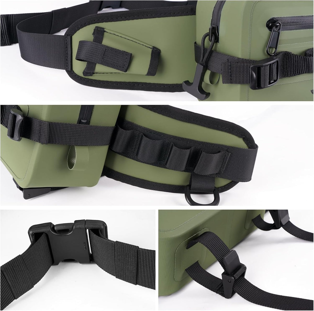 thkfish Waterproof Fishing Waist Pack，Fishing Tackle Bag Fanny Pack with Adjustable Strap Fishing Rod Holder,Airtight Zipper Closure,Lightweight Sling Fishing Waist Bag for Fly Fishing, Kayaking