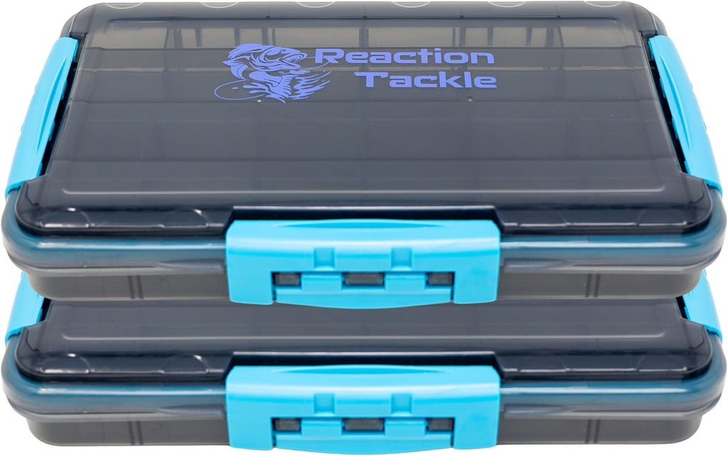 Reaction Tackle Premium Tackle Trays, Water Resistant Fishing Tackle Box Organizers with Triple Clip Closure, Removable Dividers and Clear View Design - 3600 (2-Pack)