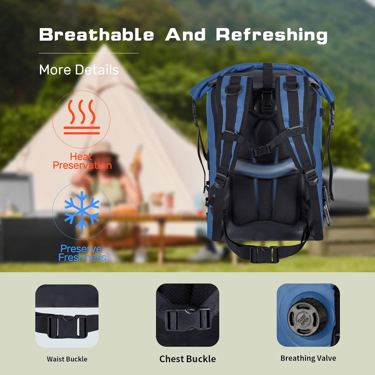 48cans Large Cooler Backpack Insulated Waterproof for Men Women Insulated Backpack Cooler Leak Proof Waterproof for 12 Hours Cooling for Camping Picnic Hiking Beach Travel Kayaking