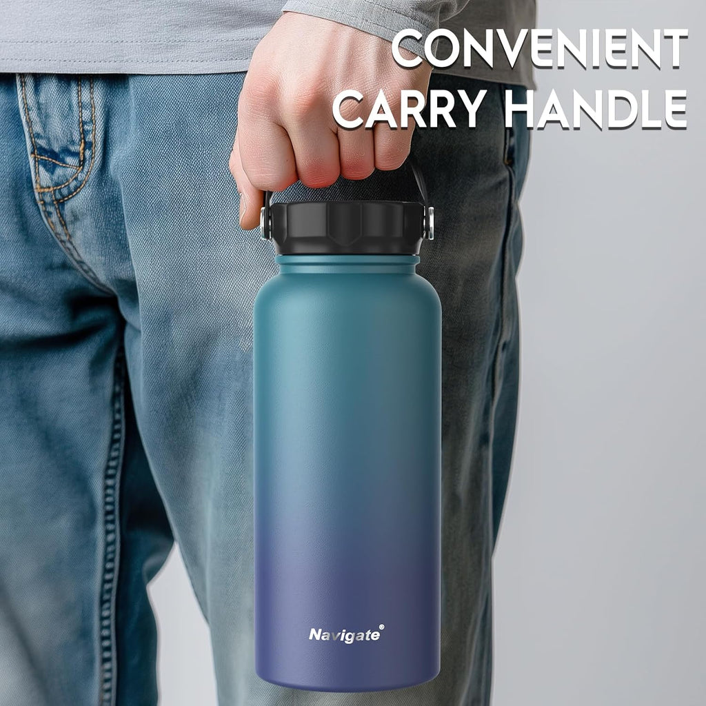 Navigate 32oz Insulated Water Bottle for Sports, Keep Cold 24H