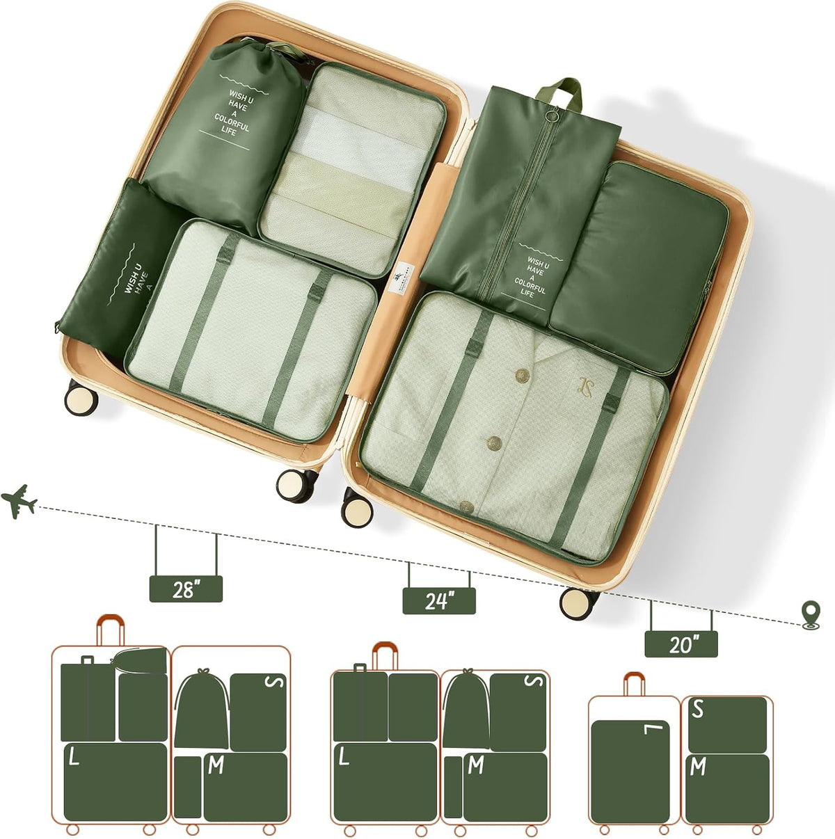 Packing Cubes for Travel 8 Set Luggage Organizer Bags