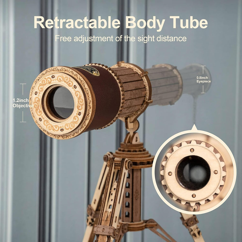 ROKR 3D Wooden Puzzles-Model Building Kits-DIY Kits for Adults-Wooden Monocular Telescope Science Gifts Kits for Adults