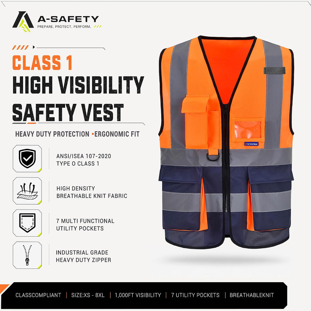 A-SAFETY High Visibility Reflective Safety Vest Customize Logo (XS-8XL)