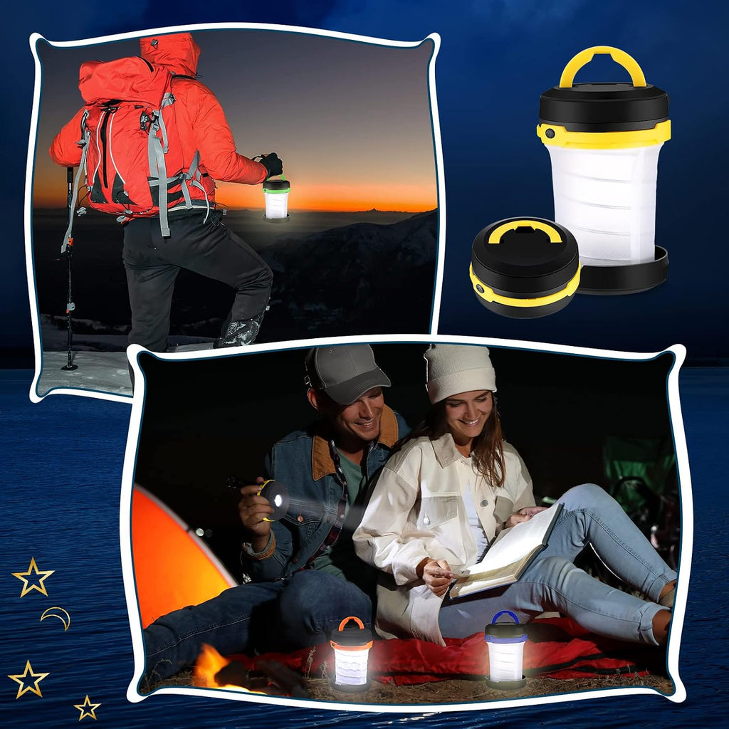 Retisee 4 Pcs Collapsible LED Camping Lantern Battery LED Operated Camping Lantern Lights Lantern Flashlight Portable Lamp Camping Accessories for Emergency Power Outage Hiking Tent Outdoor, 4 Colors